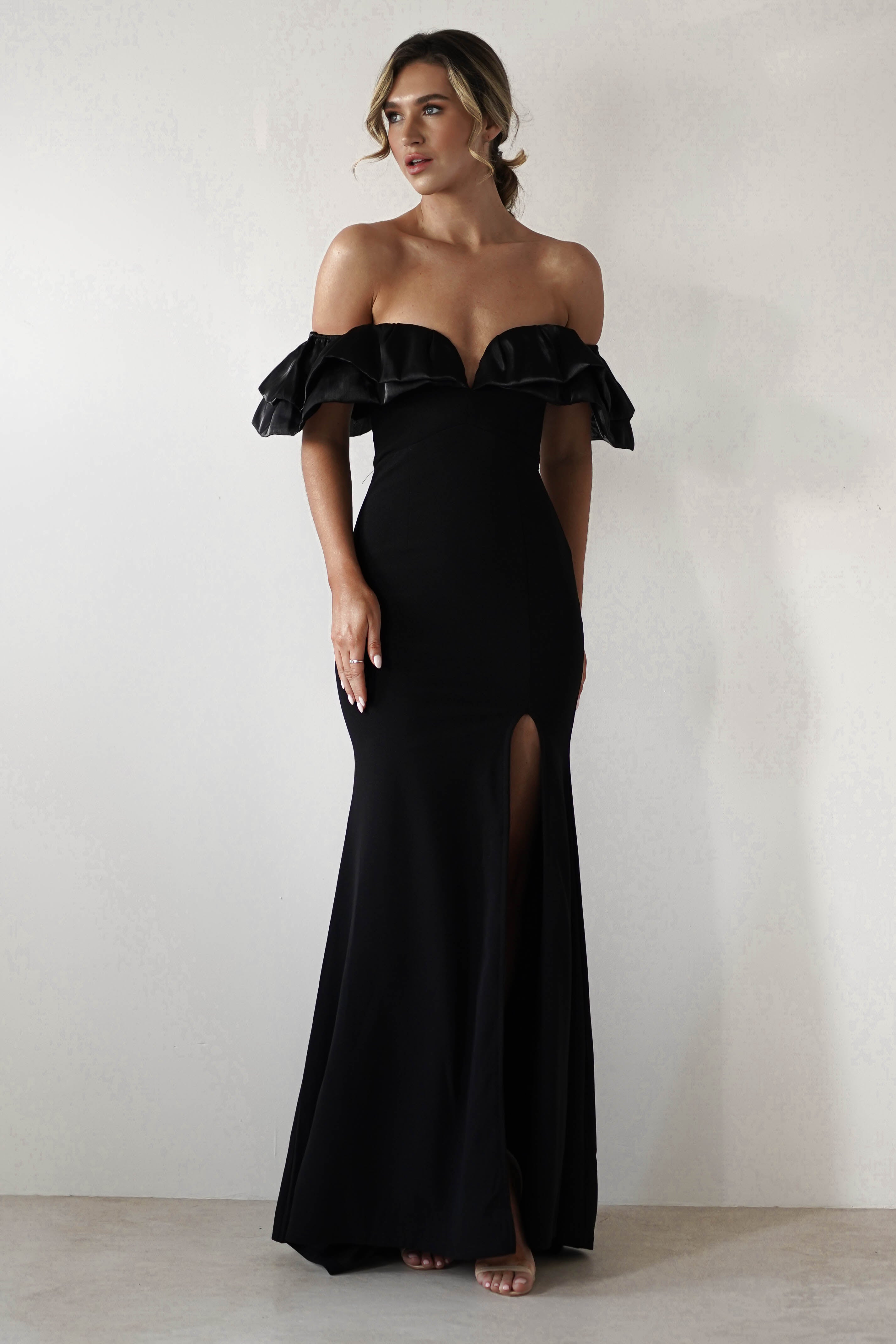 Olympia Off The Shoulder Gown | Black