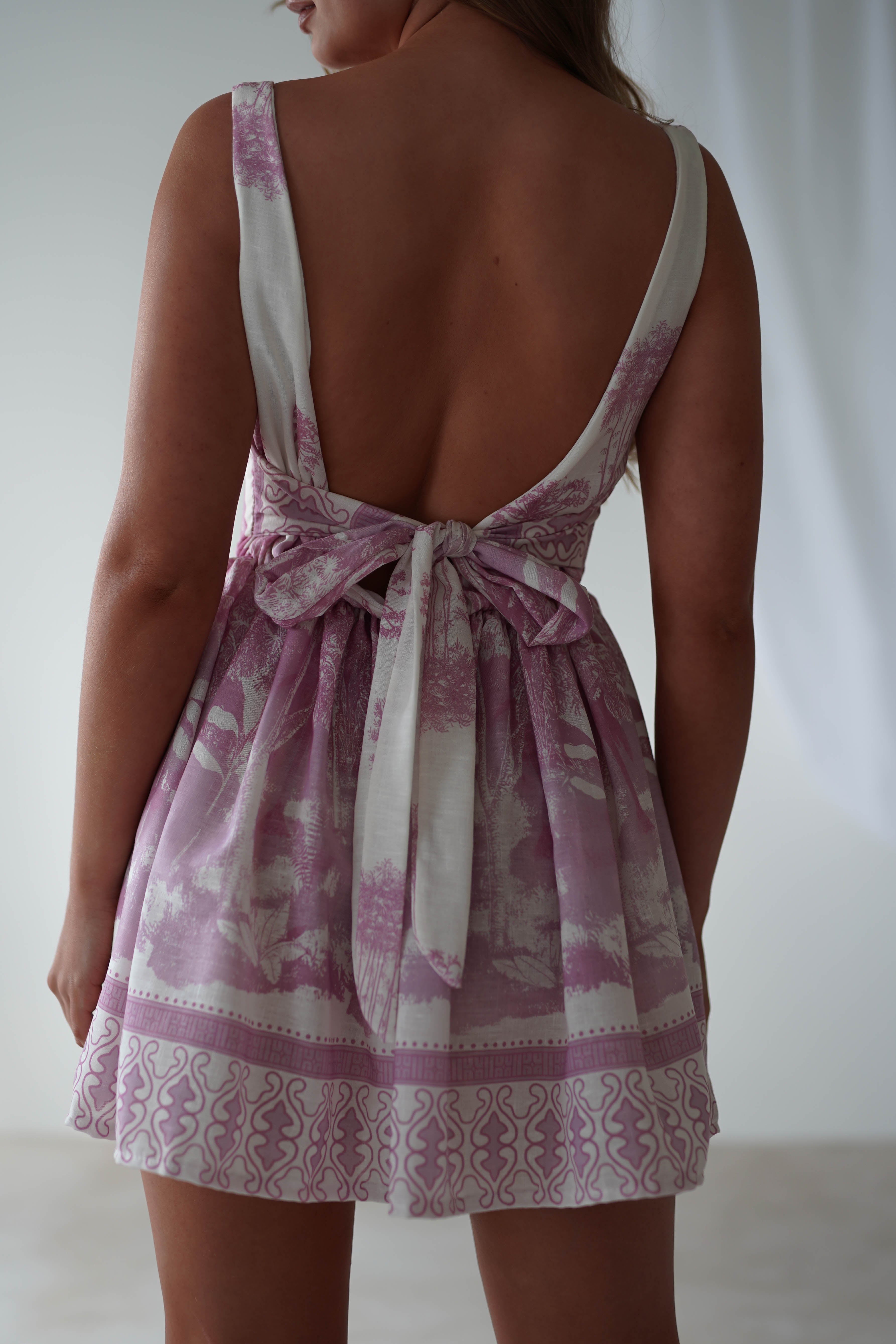 Ophelia Printed Mini Dress | Pink/White