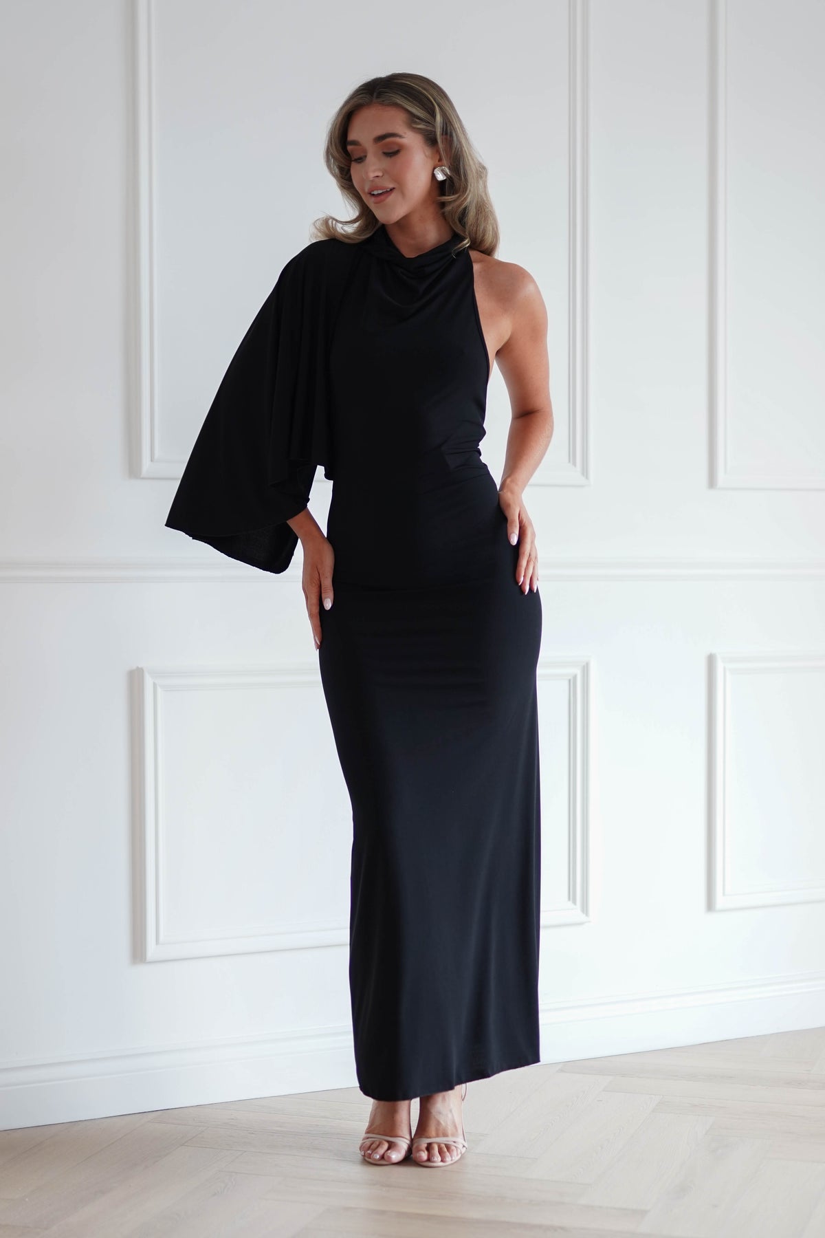Oh Hello Clothing Women > Clothing > Dresses Ottilie Cape Shoulder Maxi Dress | Black