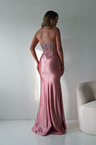 Oh Hello Clothing Dresses > Prom Dresses Paloma Crystal Embellished Sheer Corset Gown | Rose