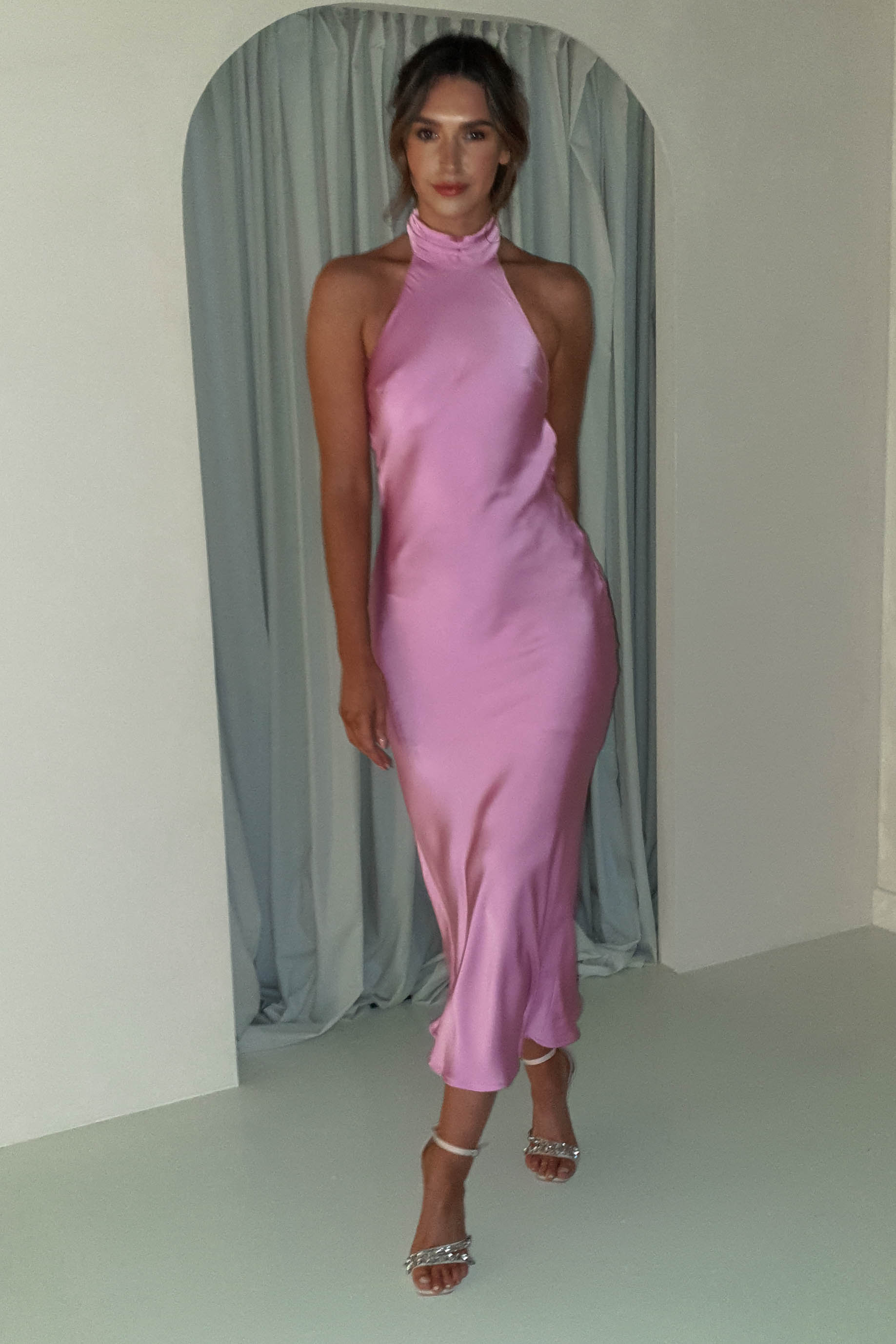 Pamela Halter Neck Maxi Dress | Pink