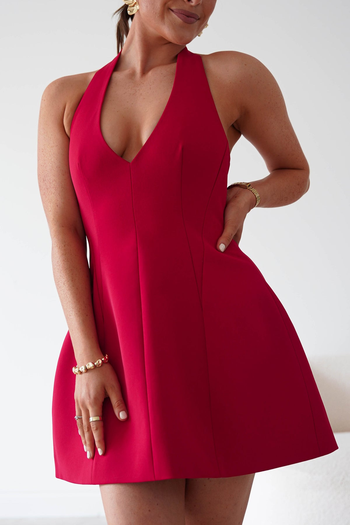 Oh Hello Clothing Women > Clothing > Dresses Pandora Structured Mini Dress | Red