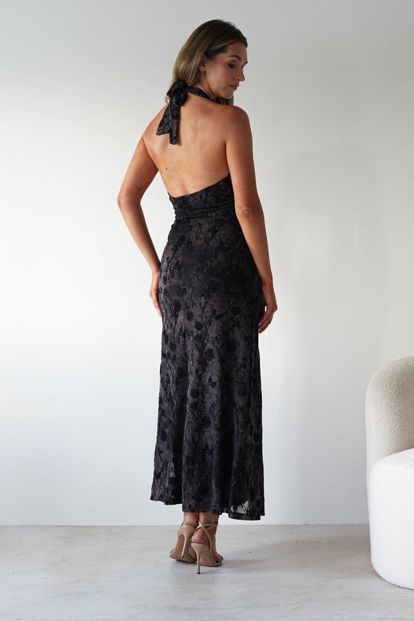 Paxton Halter Neck Floral Maxi Dress | Black | Oh Hello Clothing | S (8)