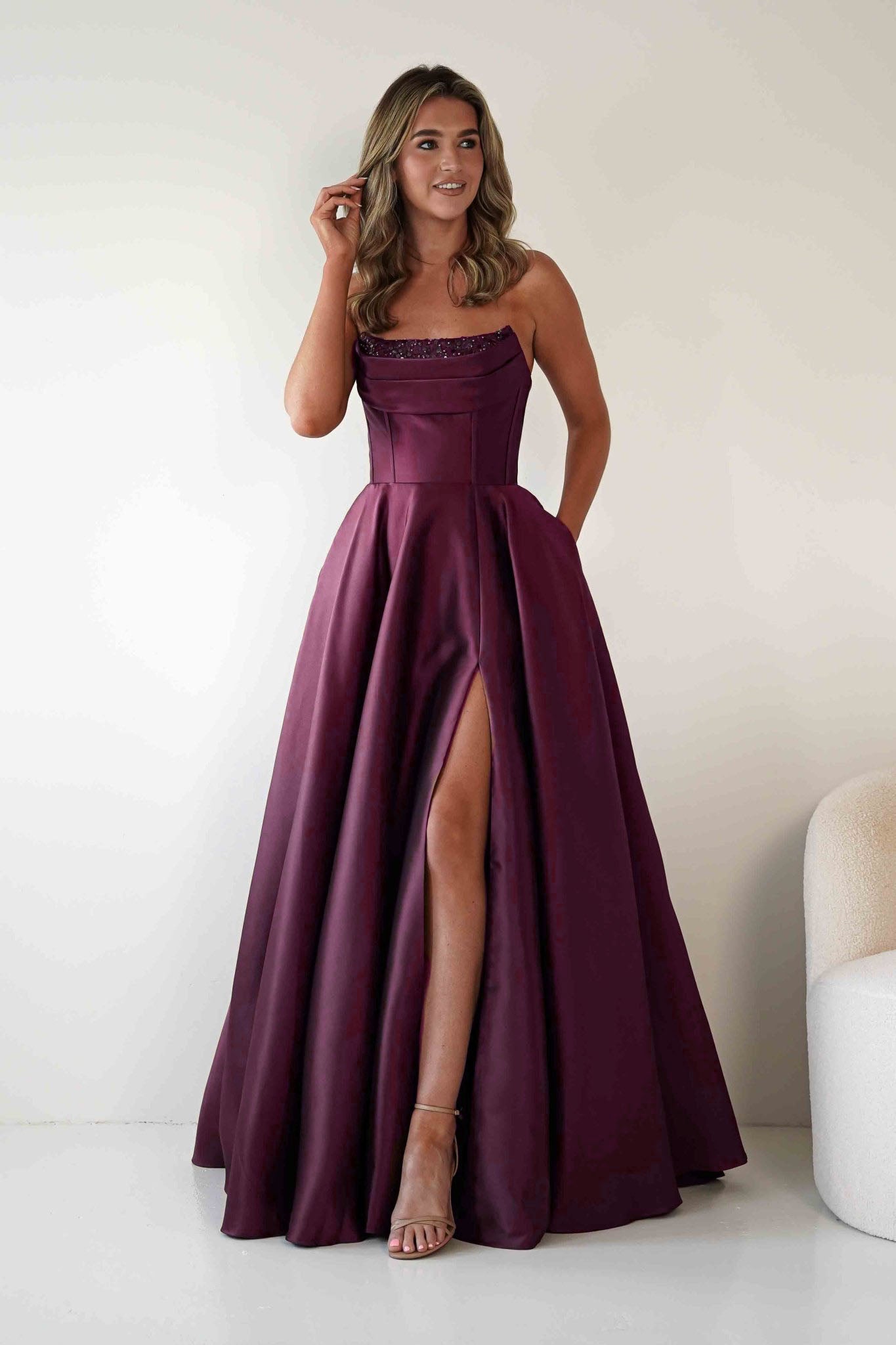 Oh Hello Clothing Debs & Prom Dresses Pepper Strapless A-Line Maxi Gown | Berry