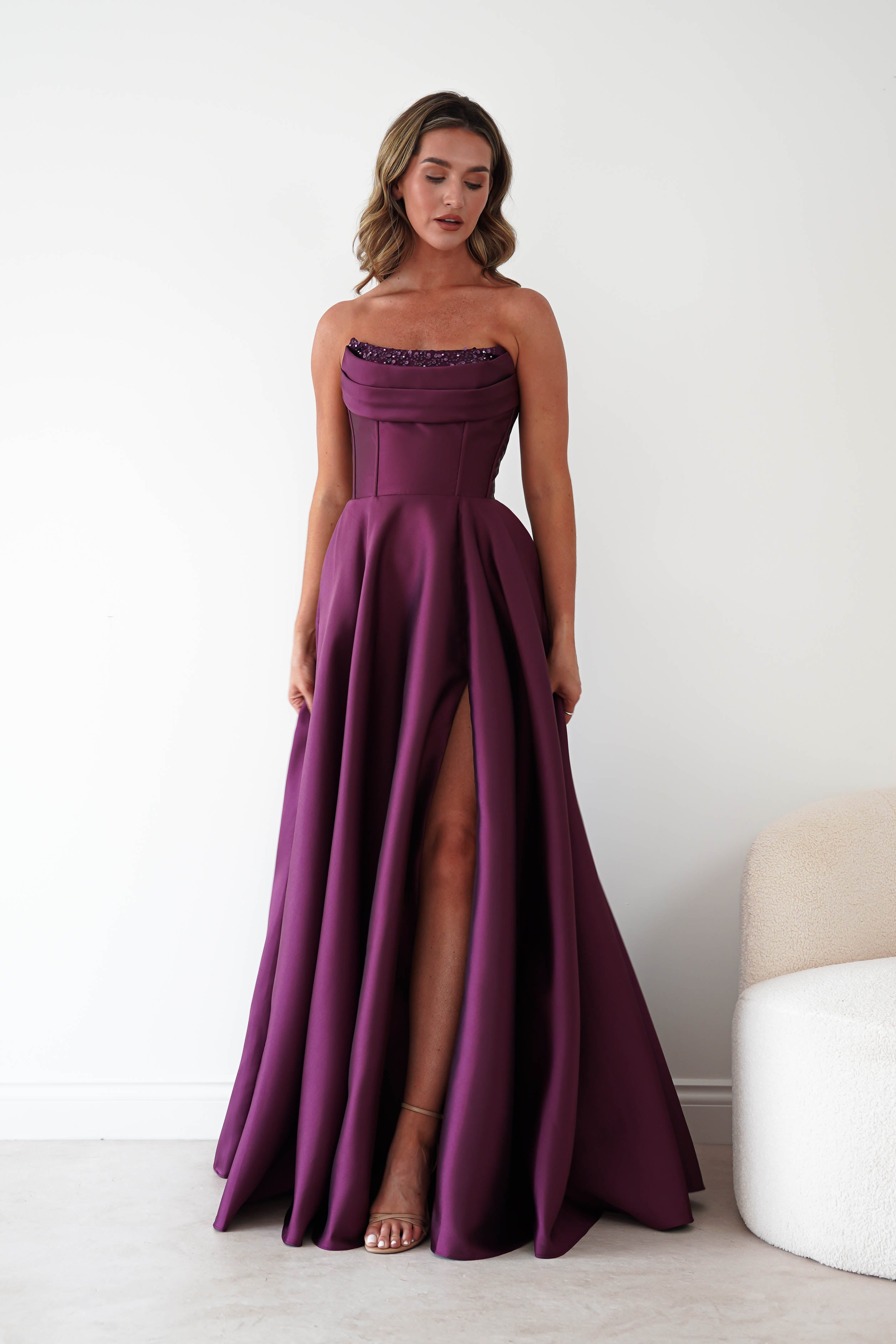 Oh Hello Clothing Dresses > Prom Dresses Pepper Strapless A-Line Maxi Gown | Berry