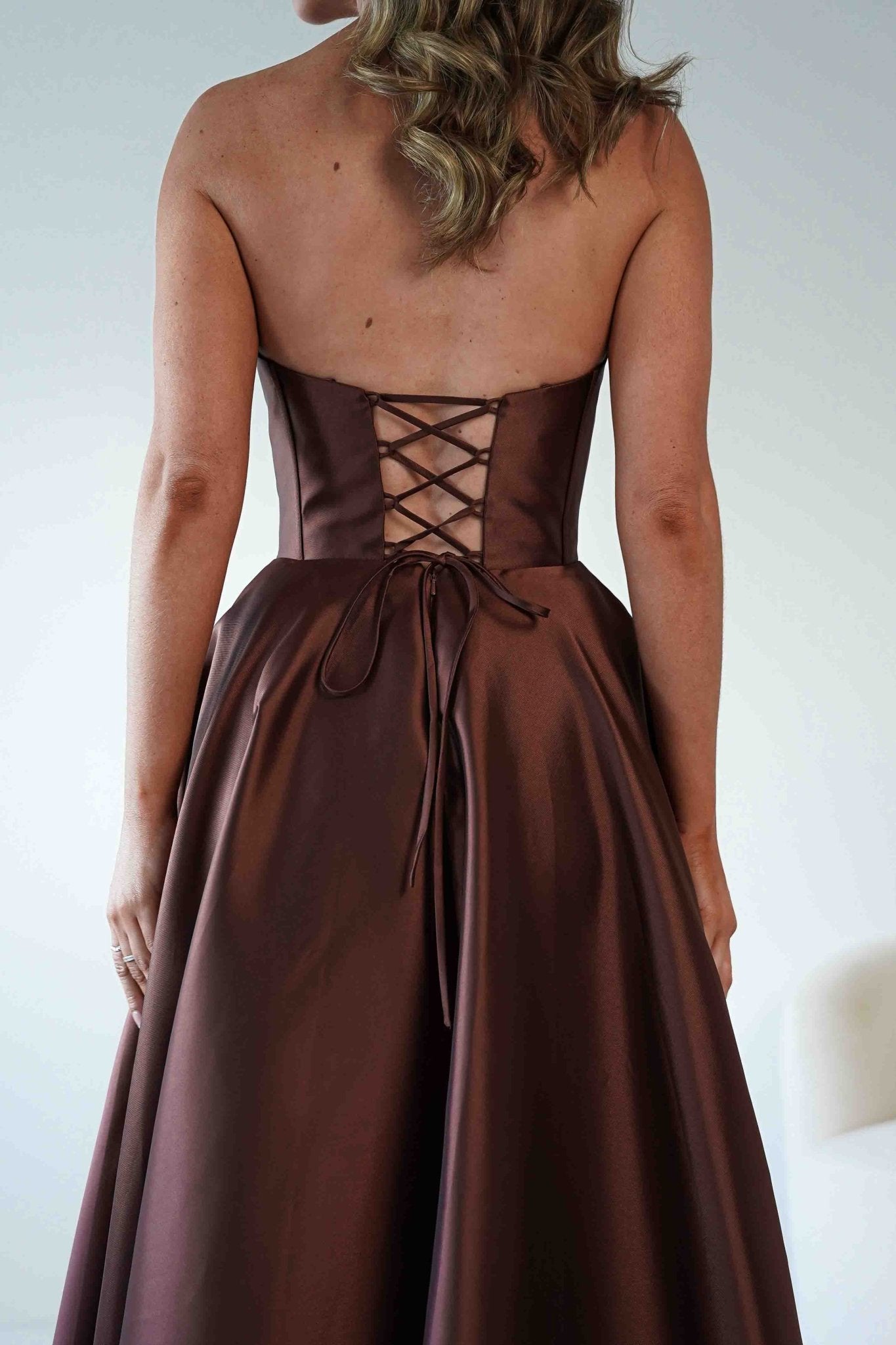 Pepper Strapless A - Line Maxi Gown | Brown | Oh Hello Clothing | S (8)