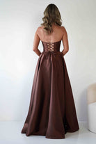 Pepper Strapless A-Line Maxi Gown | Brown | Debs & Prom | Formal Gown | Oh Hello Clothing