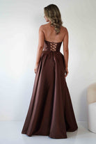 Pepper Strapless A-Line Maxi Gown | Brown | Debs & Prom | Formal Gown | Oh Hello Clothing