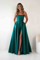 Pepper Strapless A-Line Maxi Gown | Emerald Green | Debs & Prom | Formal Gown | Oh Hello Clothing