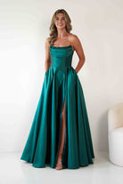 Pepper Strapless A-Line Maxi Gown | Emerald Green | Debs & Prom | Formal Gown | Oh Hello Clothing
