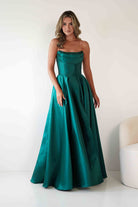 Pepper Strapless A-Line Maxi Gown | Emerald Green | Debs & Prom | Formal Gown | Oh Hello Clothing