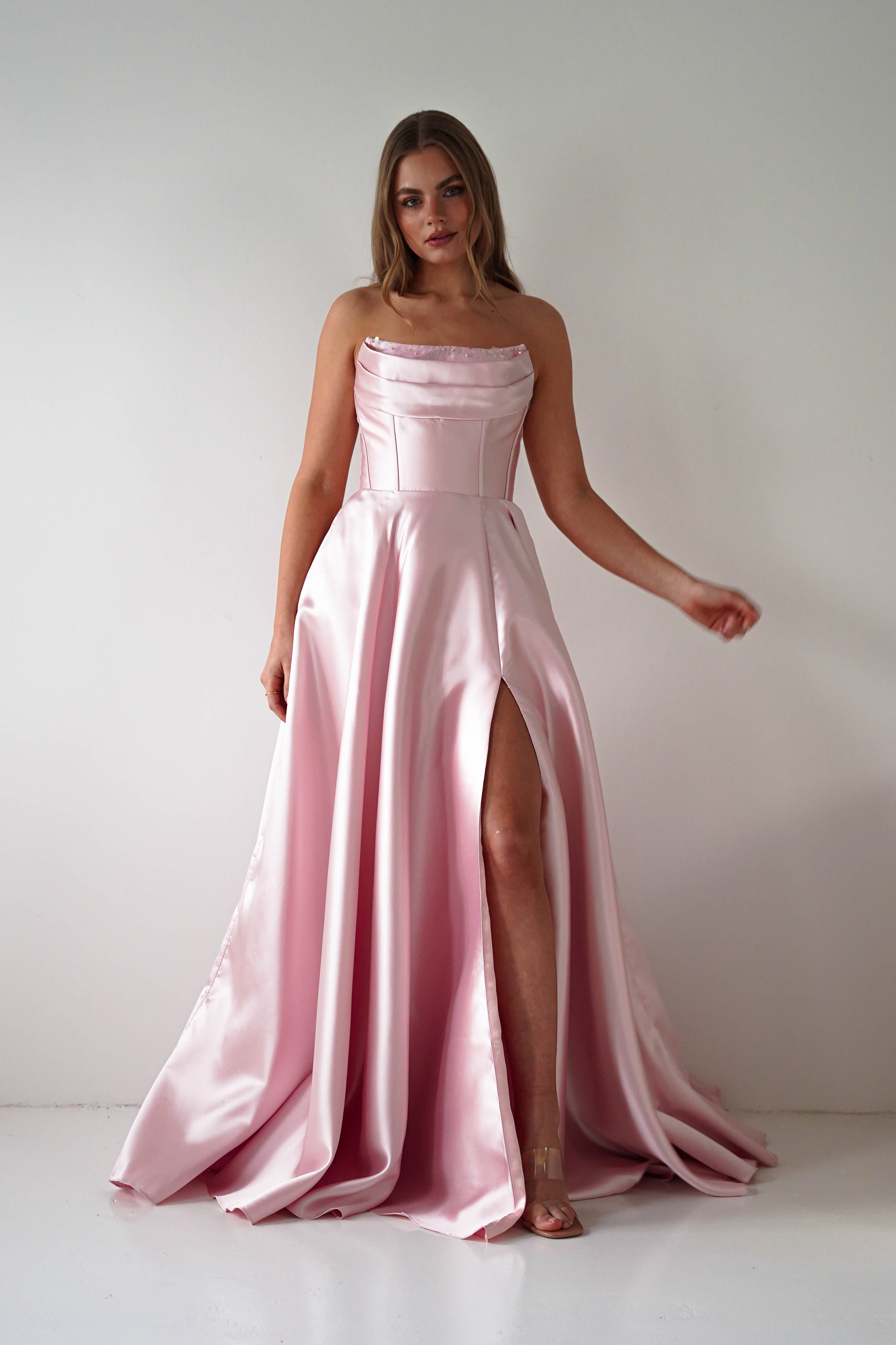 Oh Hello Clothing Dresses > Prom Dresses Pepper Strapless A-Line Maxi Gown | Pink