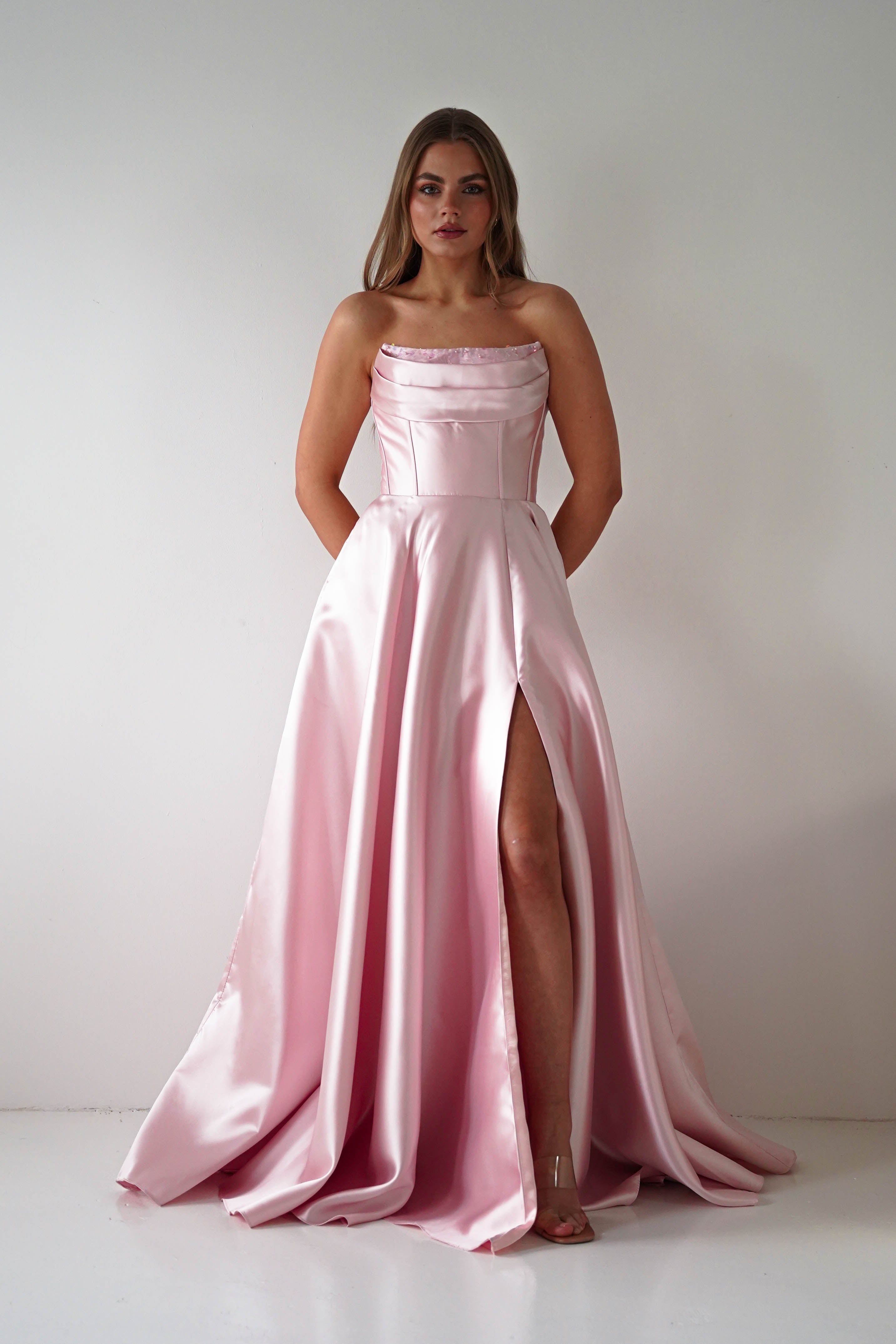 Oh Hello Clothing Dresses > Prom Dresses Pepper Strapless A-Line Maxi Gown | Pink