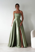 Pepper Strapless A-Line Maxi Gown | Sage | Debs & Prom | Formal Gown | Oh Hello Clothing