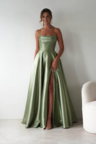 Pepper Strapless A-Line Maxi Gown | Sage | Debs & Prom | Formal Gown | Oh Hello Clothing