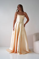 Oh Hello Clothing Dresses > Prom Dresses Pepper Strapless A-Line Maxi Gown | Yellow
