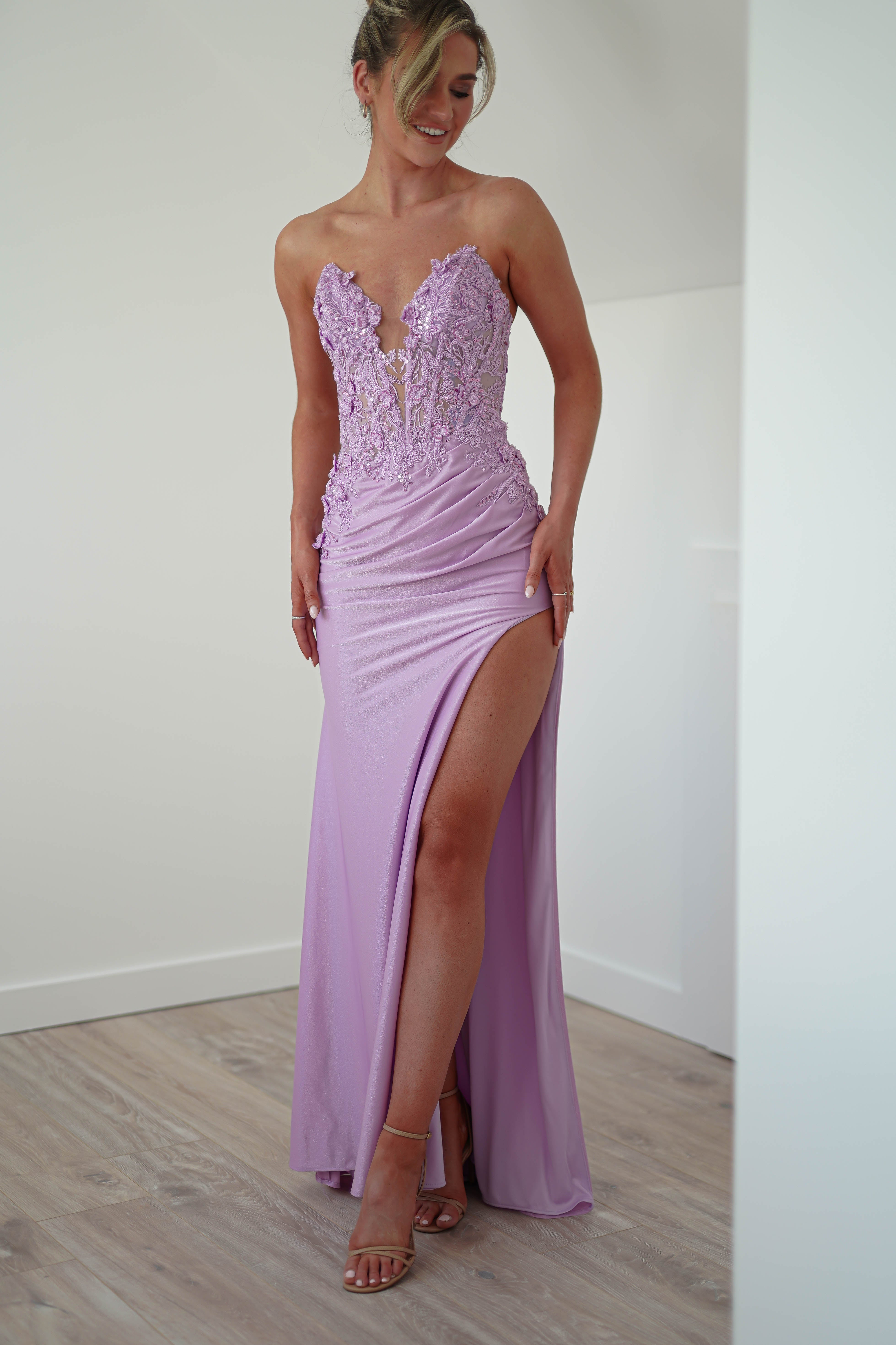 Perla Embellished Gown | Lilac