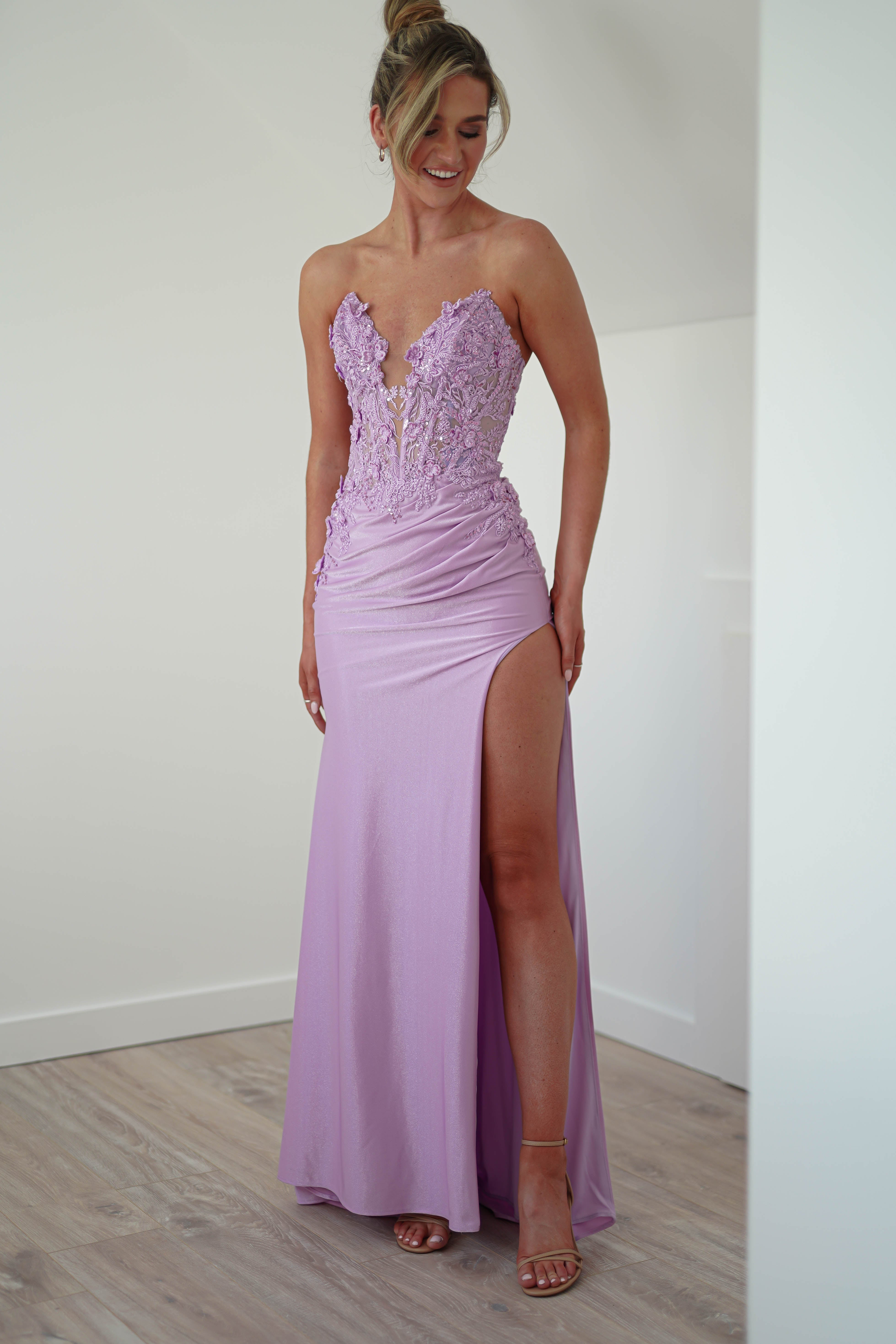 Perla Embellished Gown | Lilac