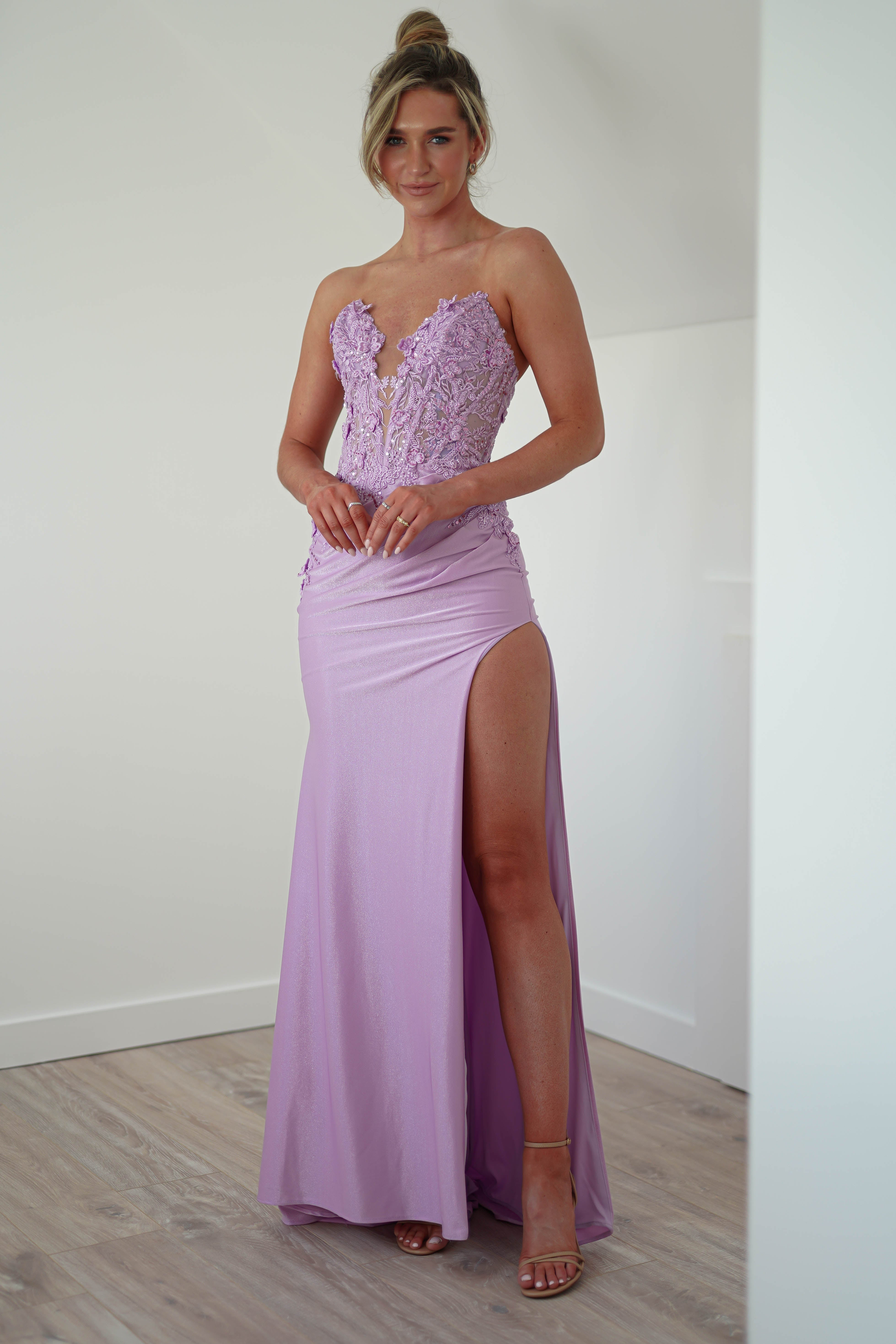 Perla Embellished Gown | Lilac