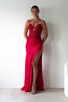 Perla Embellished Gown | Red | Debs & Prom | Formal Gown | Oh Hello Clothing