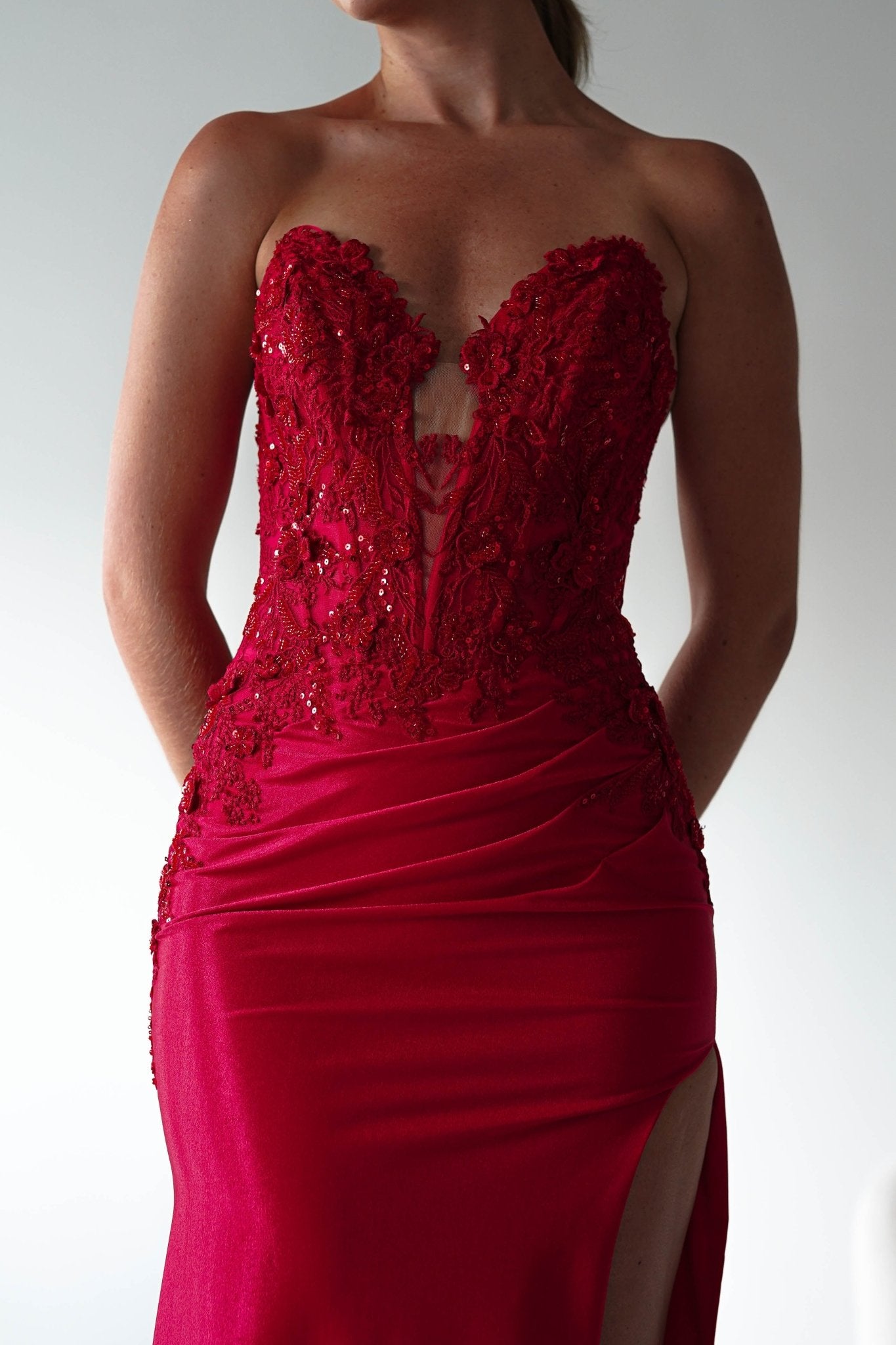 Perla Embellished Gown | Red | Oh Hello Clothing | XS (6)