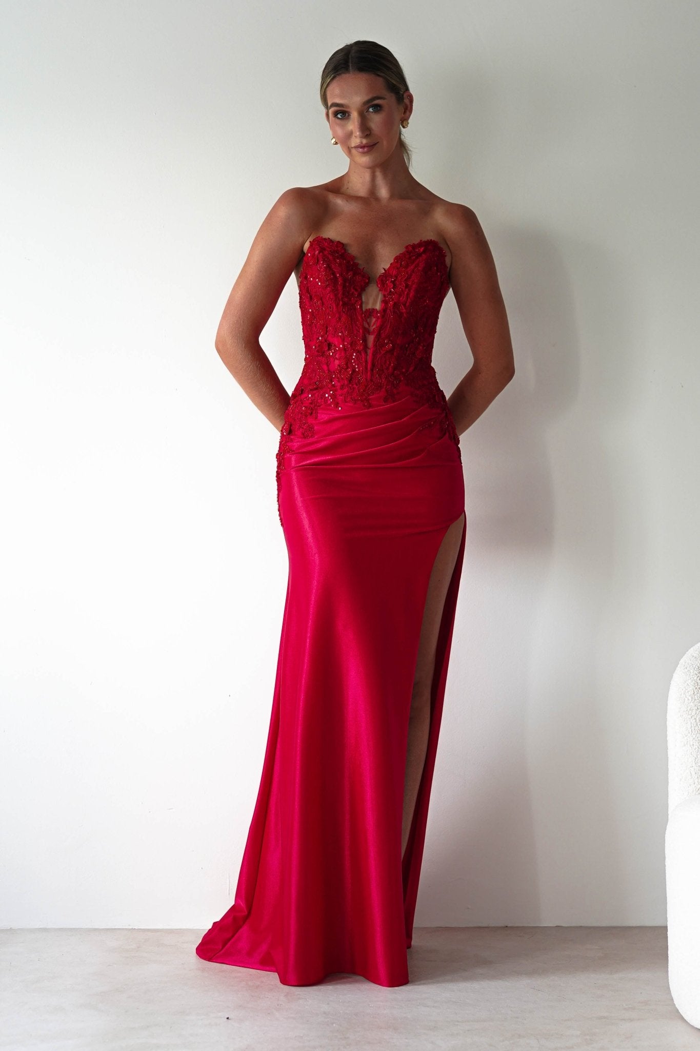 Perla Embellished Gown | Red | Oh Hello Clothing | XS (6)