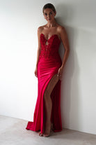 Perla Embellished Gown | Red | Debs & Prom | Formal Gown | Oh Hello Clothing