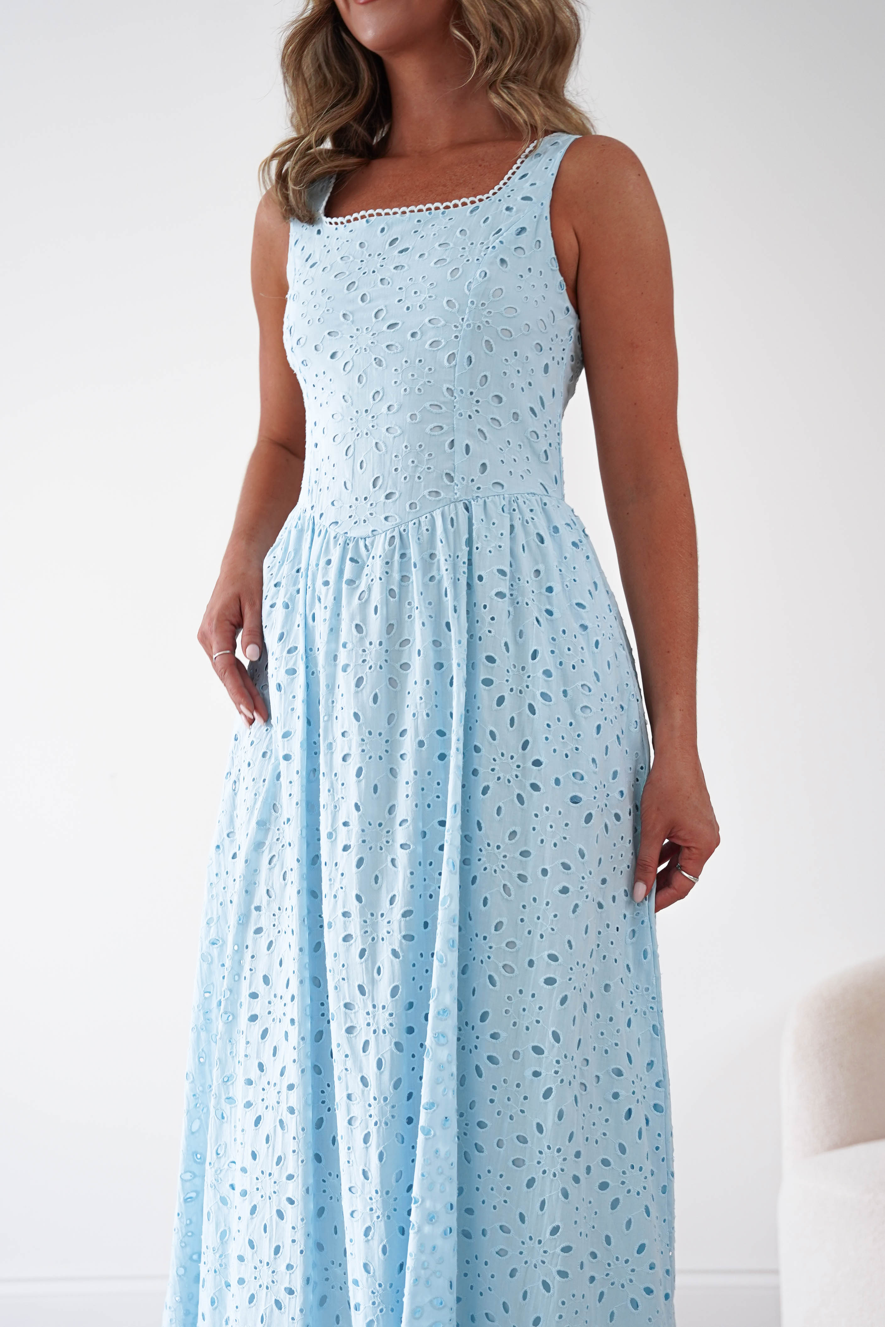 Oh Hello Clothing Women > Clothing > Dresses Petal Skater Cotton Maxi Dress | Blue