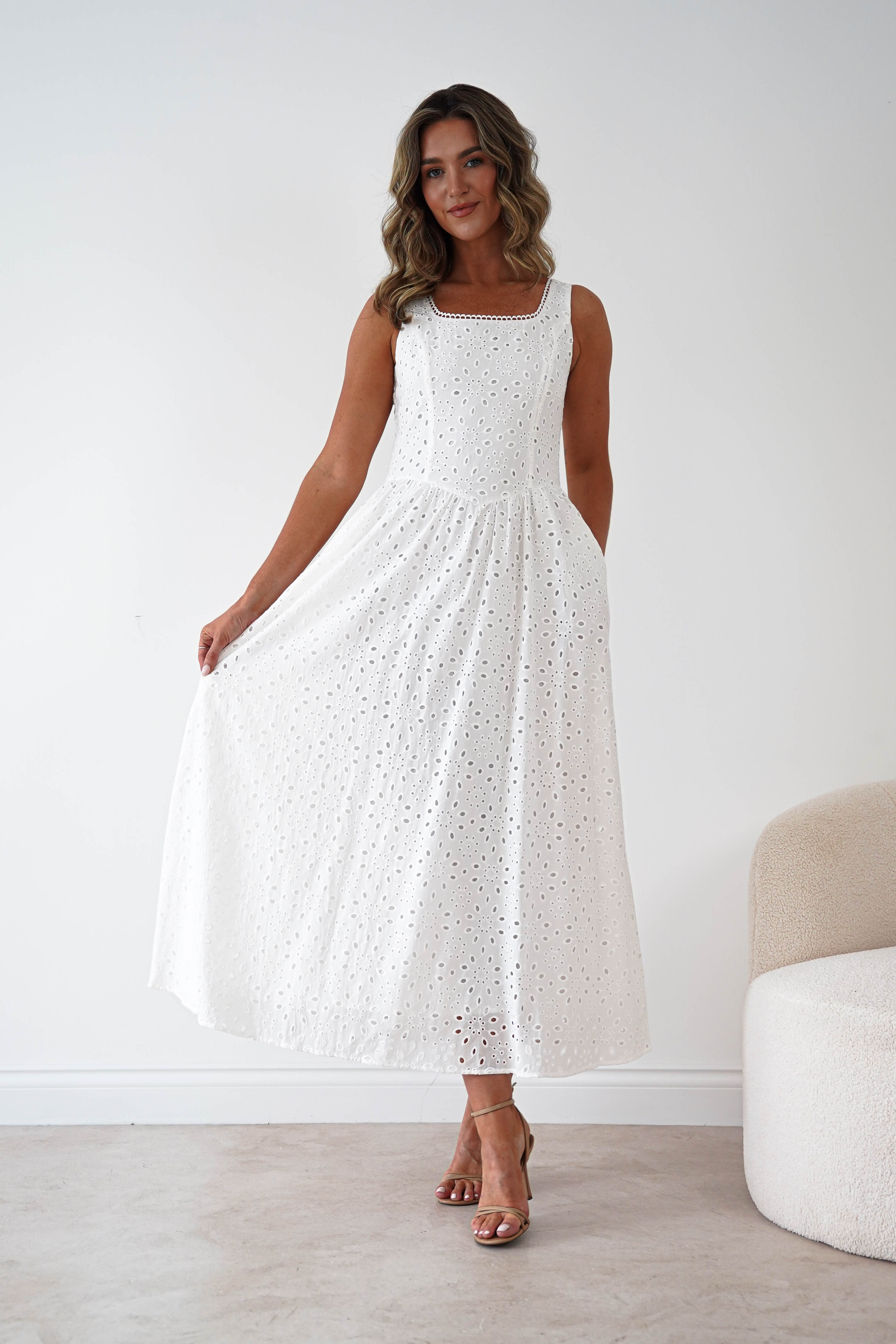 Oh Hello Clothing Women > Clothing > Dresses Petal Skater Cotton Maxi Dress | White
