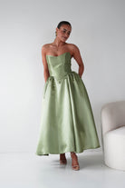 Oh Hello Clothing Women > Clothing > Dresses Phoebe Sweetheart Strapless Midi Dress | Sage