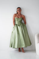 Oh Hello Clothing Women > Clothing > Dresses Phoebe Sweetheart Strapless Midi Dress | Sage