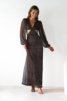Pietra Plisse Cut Out Maxi Dress Brown | Wedding Guest Dress | Maxi | Oh Hello Clothing