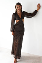 Pietra Plisse Cut Out Maxi Dress Brown | Wedding Guest Dress | Maxi | Oh Hello Clothing