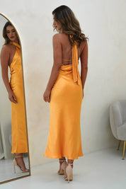 Pippa Soft Satin Midaxi Dress | Orange
