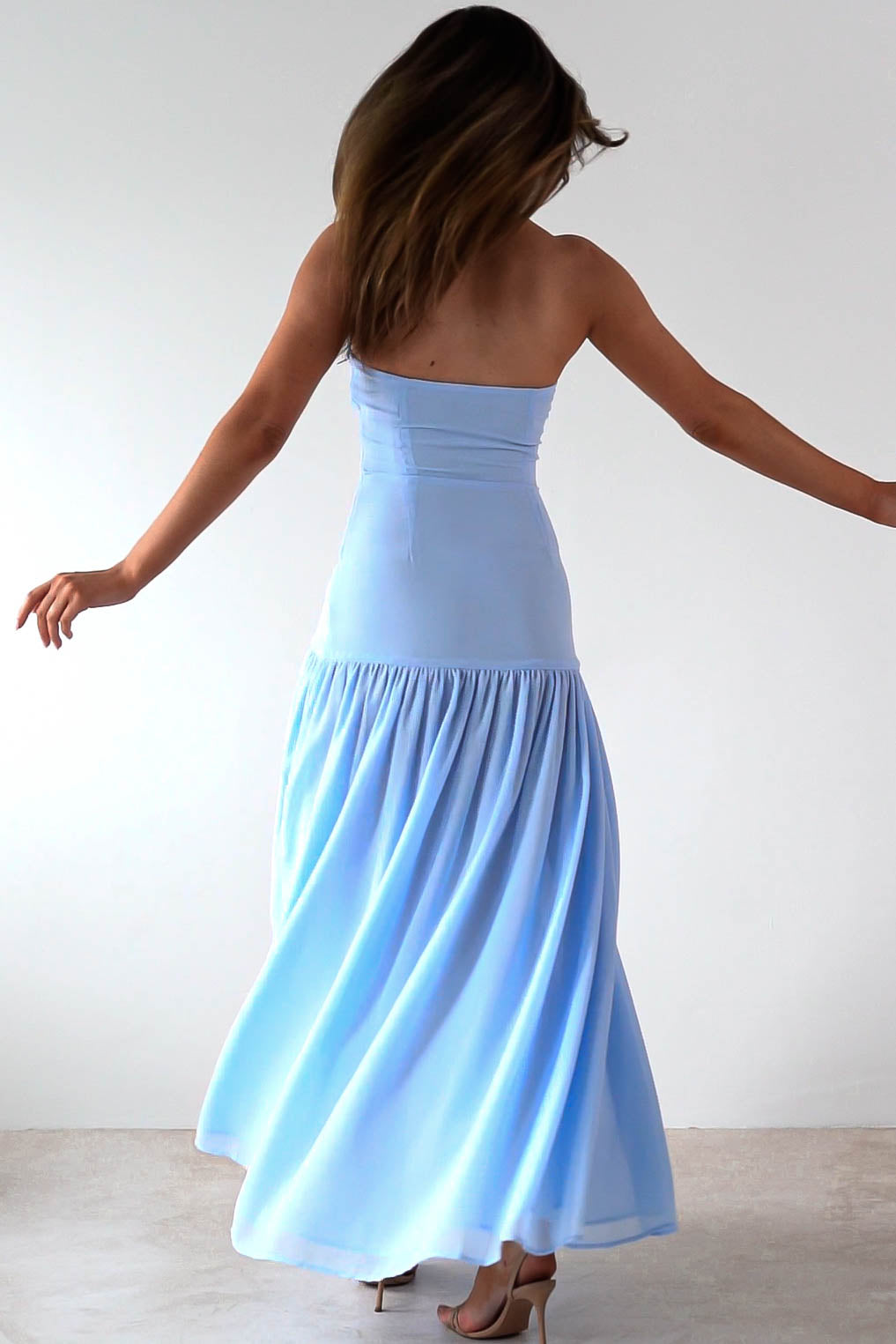 Polinna Strapless Chiffon Maxi Dress | Blue