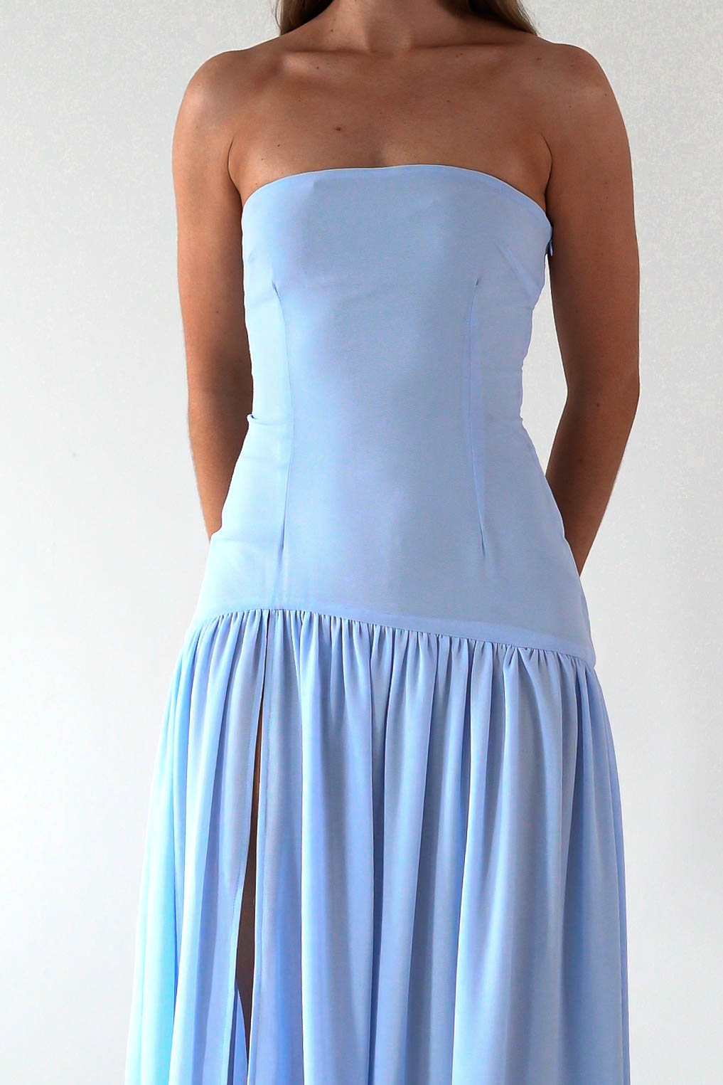 Polinna Strapless Chiffon Maxi Dress | Blue