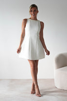 Polly Structured Pearl Detail Mini Dress | White | Graduation | Bride To Be Hen Dress | Oh Hello Clothing
