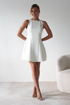 Oh Hello Clothing Women > Clothing > Dresses Polly Structured Pearl Detail Mini Dress | White