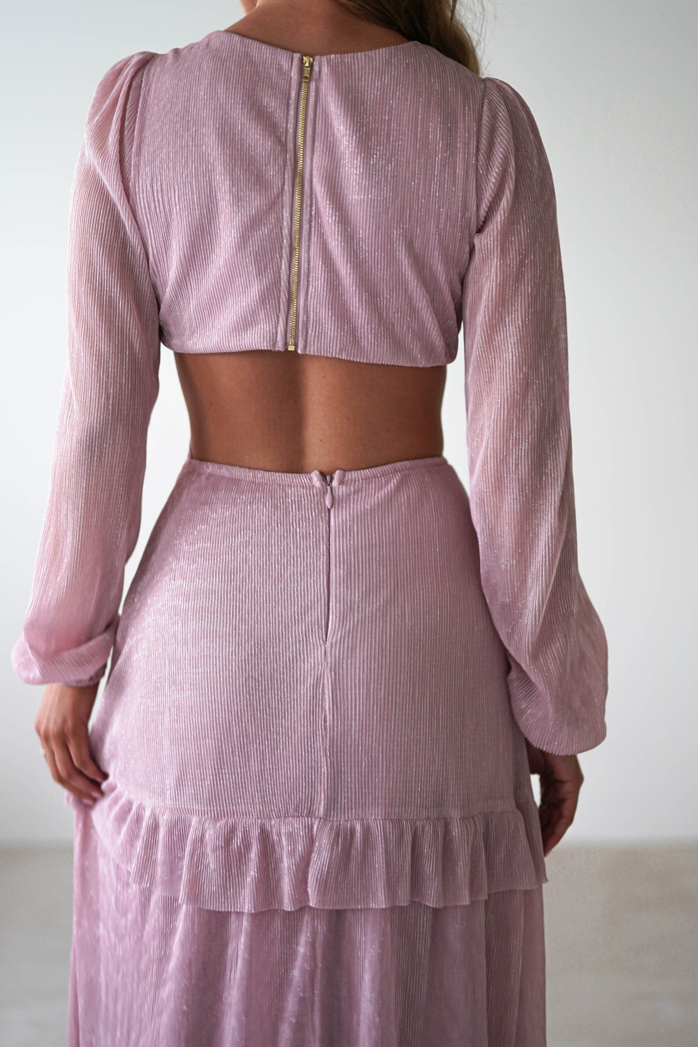 Postiano Shimmer Ribbed Maxi Dress | Blush | Oh Hello Clothing | XS (6)