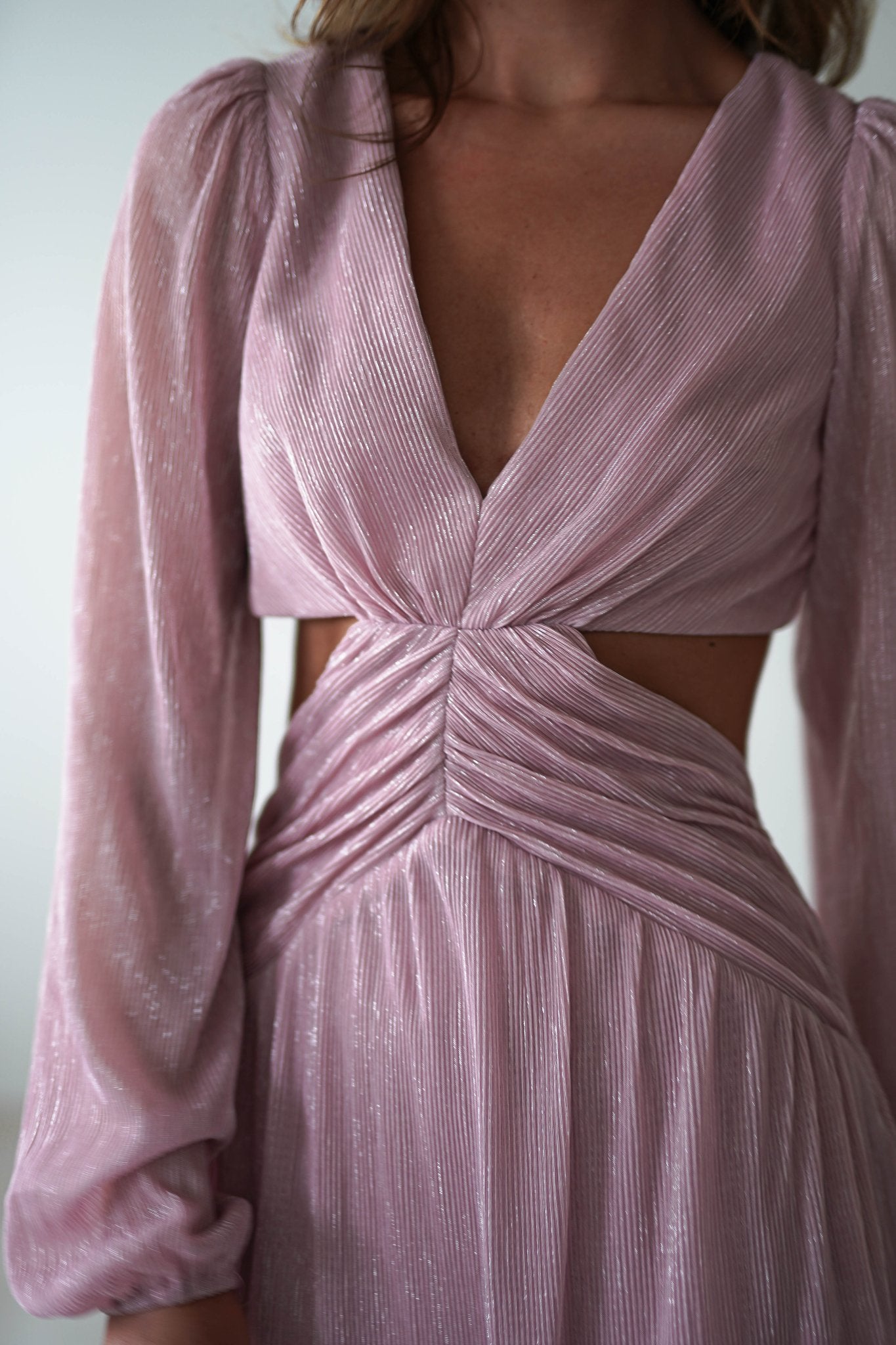 Postiano Shimmer Ribbed Maxi Dress | Blush | Oh Hello Clothing | XS (6)