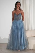 Priscilla Princess Glitter Gown | Dusty Blue | Debs & Prom | Formal Gown | Oh Hello Clothing