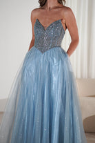 Priscilla Princess Glitter Gown | Dusty Blue | Debs & Prom | Formal Gown | Oh Hello Clothing