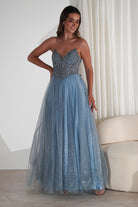Priscilla Princess Glitter Gown | Dusty Blue | Debs & Prom | Formal Gown | Oh Hello Clothing