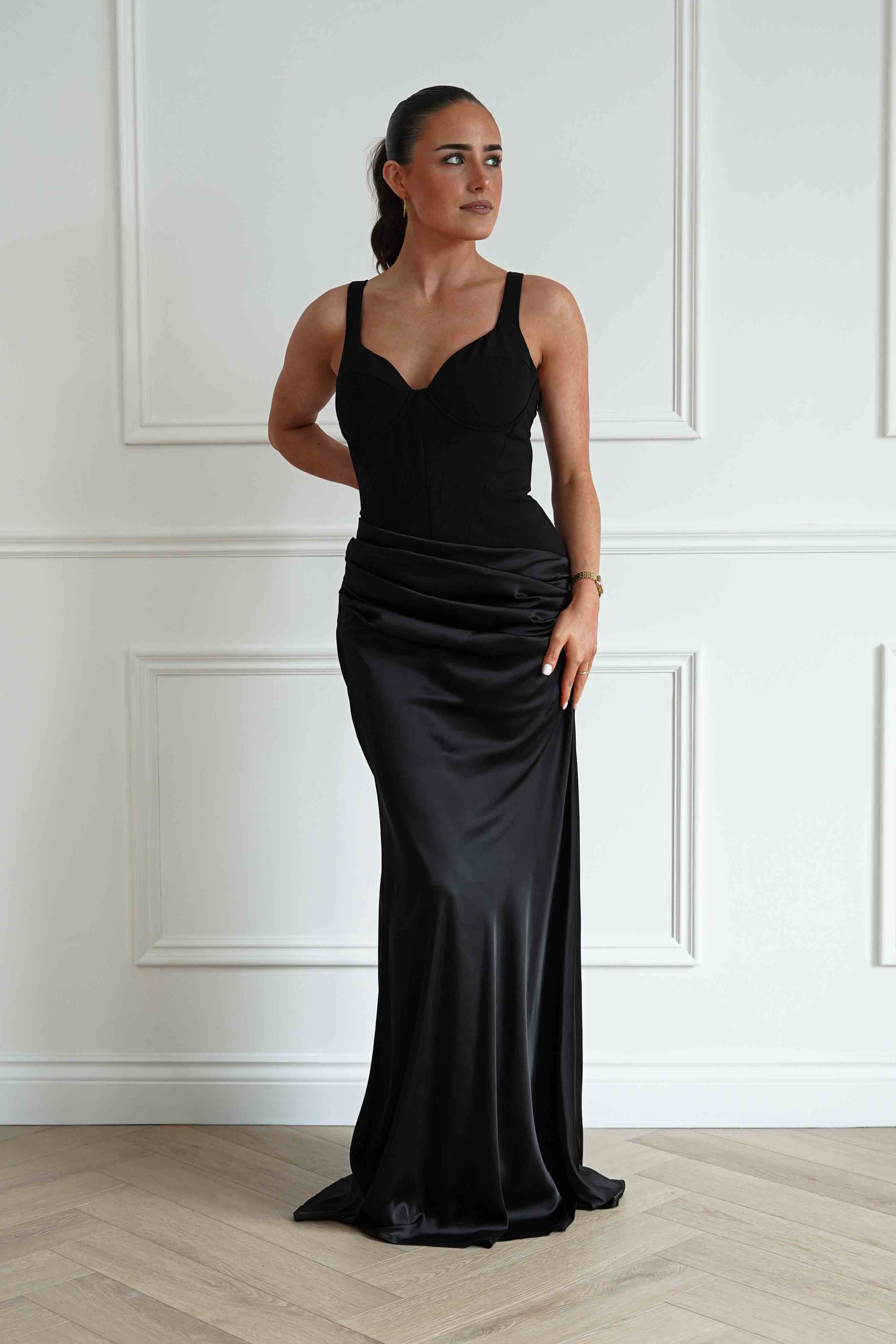 Oh Hello Clothing Women > Clothing > Dresses Rachel Structured Draped Maxi Dress | Black