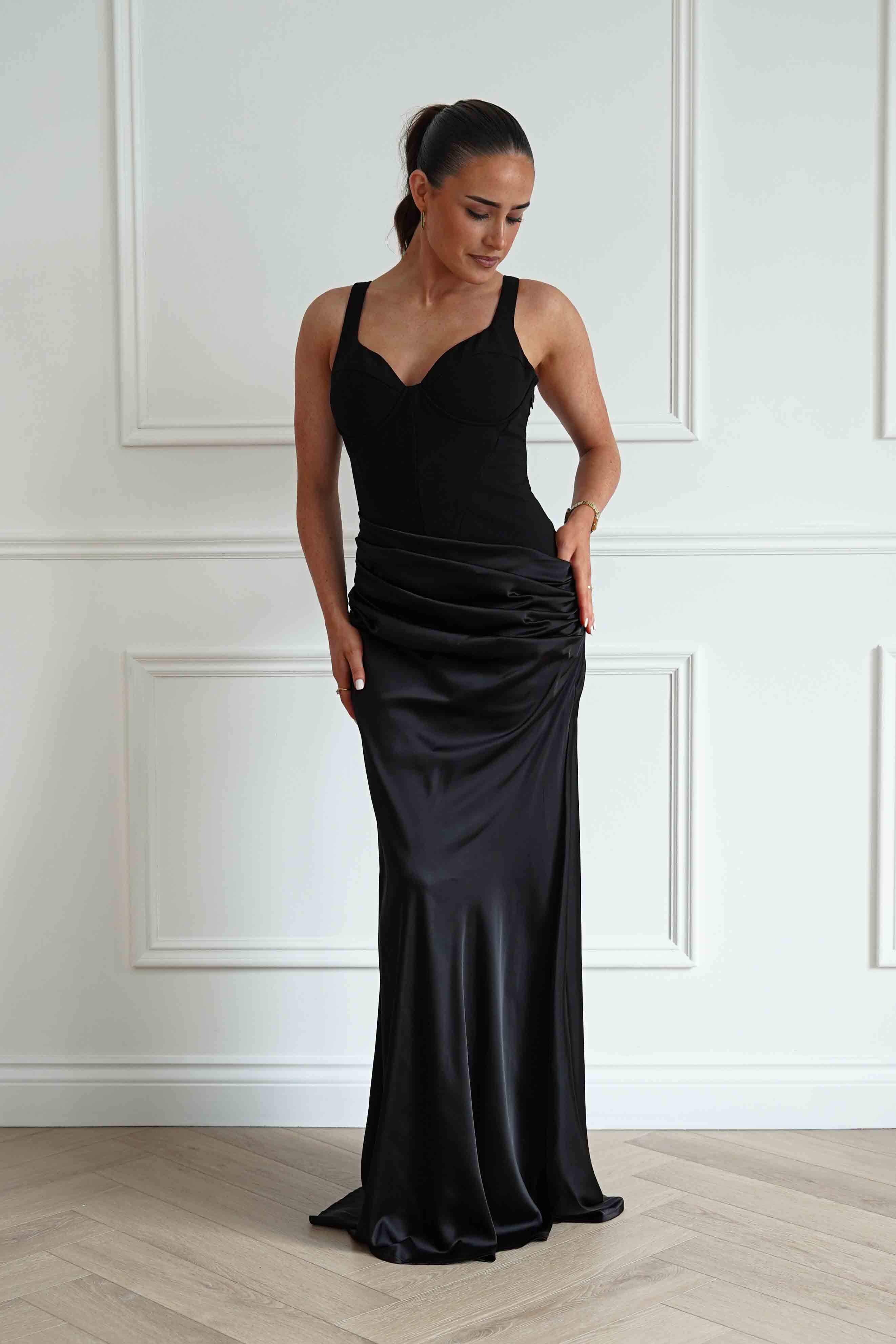 Oh Hello Clothing Women > Clothing > Dresses Rachel Structured Draped Maxi Dress | Black