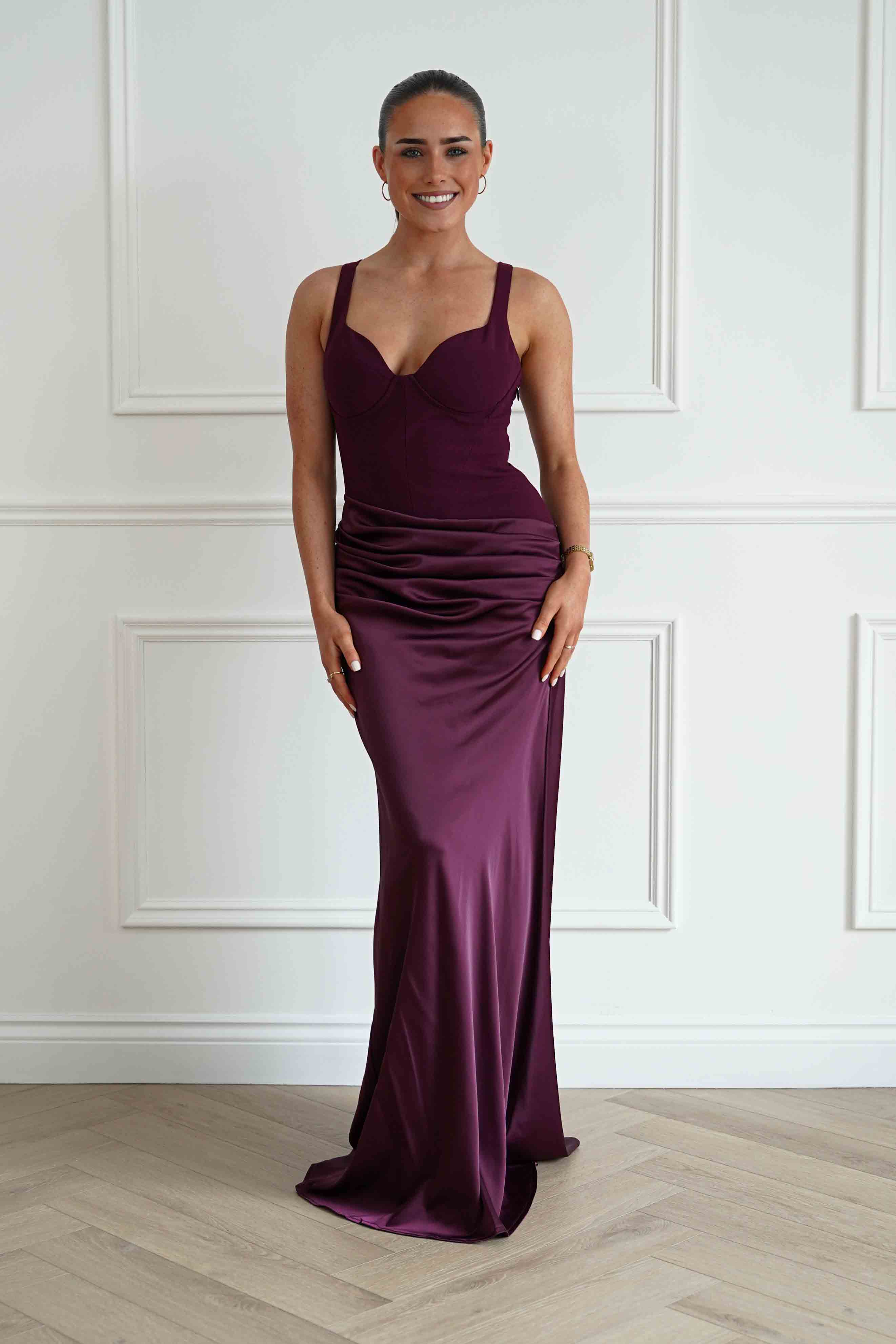 Oh Hello Clothing Women > Clothing > Dresses Rachel Structured Draped Maxi Dress | Plum