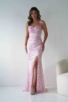 Oh Hello Clothing Dresses > Prom Dresses Rae Bodycon Floral Sequin Maxi Gown | Pink