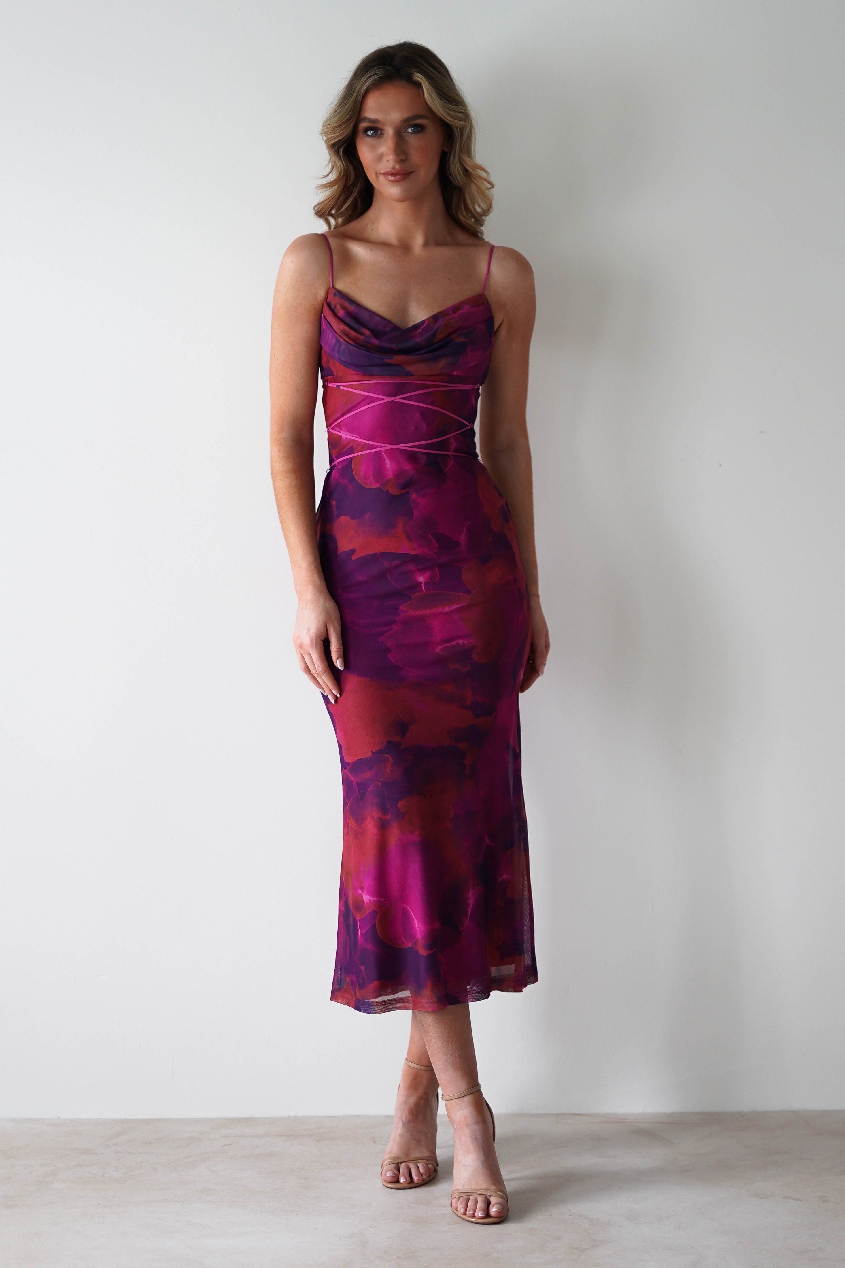 Raquel Bodycon Midaxi Dress | Purple Print