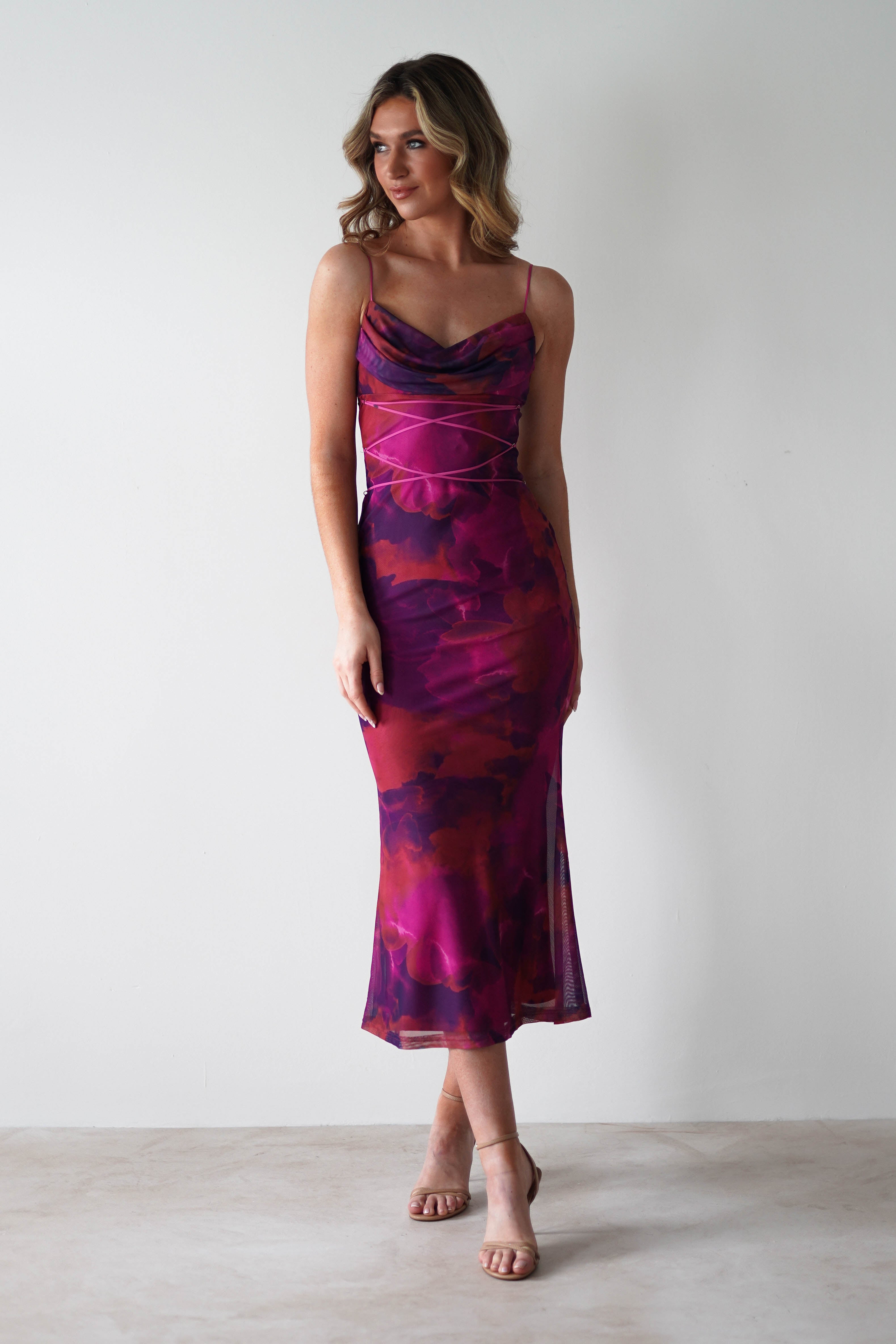 Raquel Bodycon Midaxi Dress | Purple Print