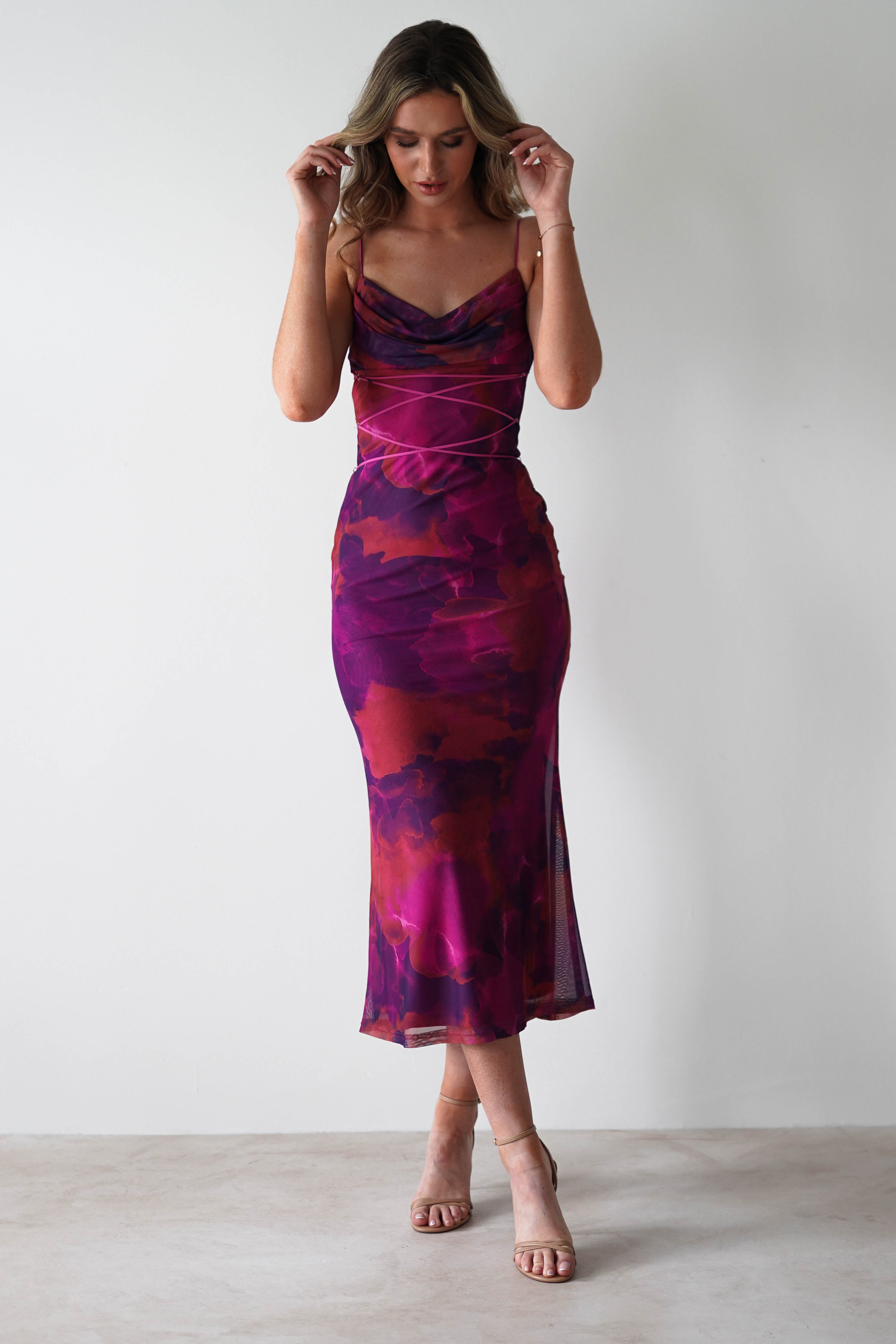 Raquel Bodycon Midaxi Dress | Purple Print